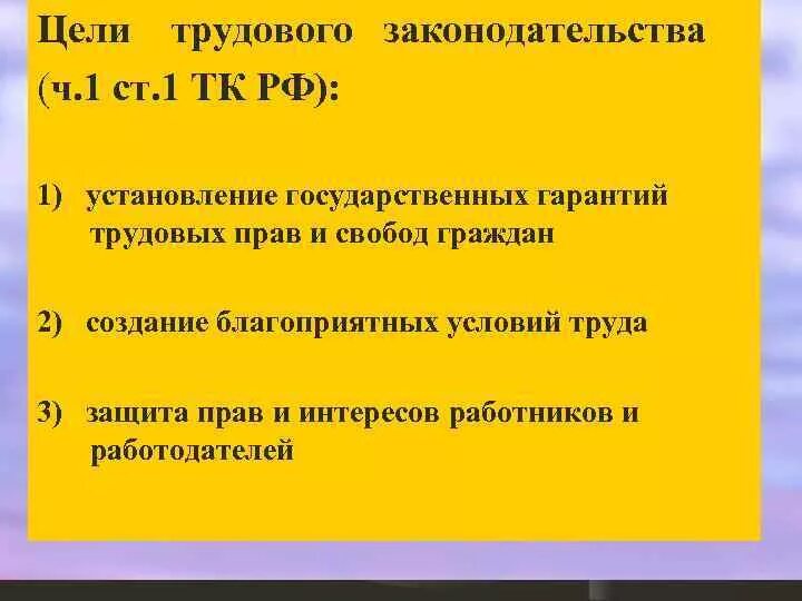 Цель трудового законодательства рф