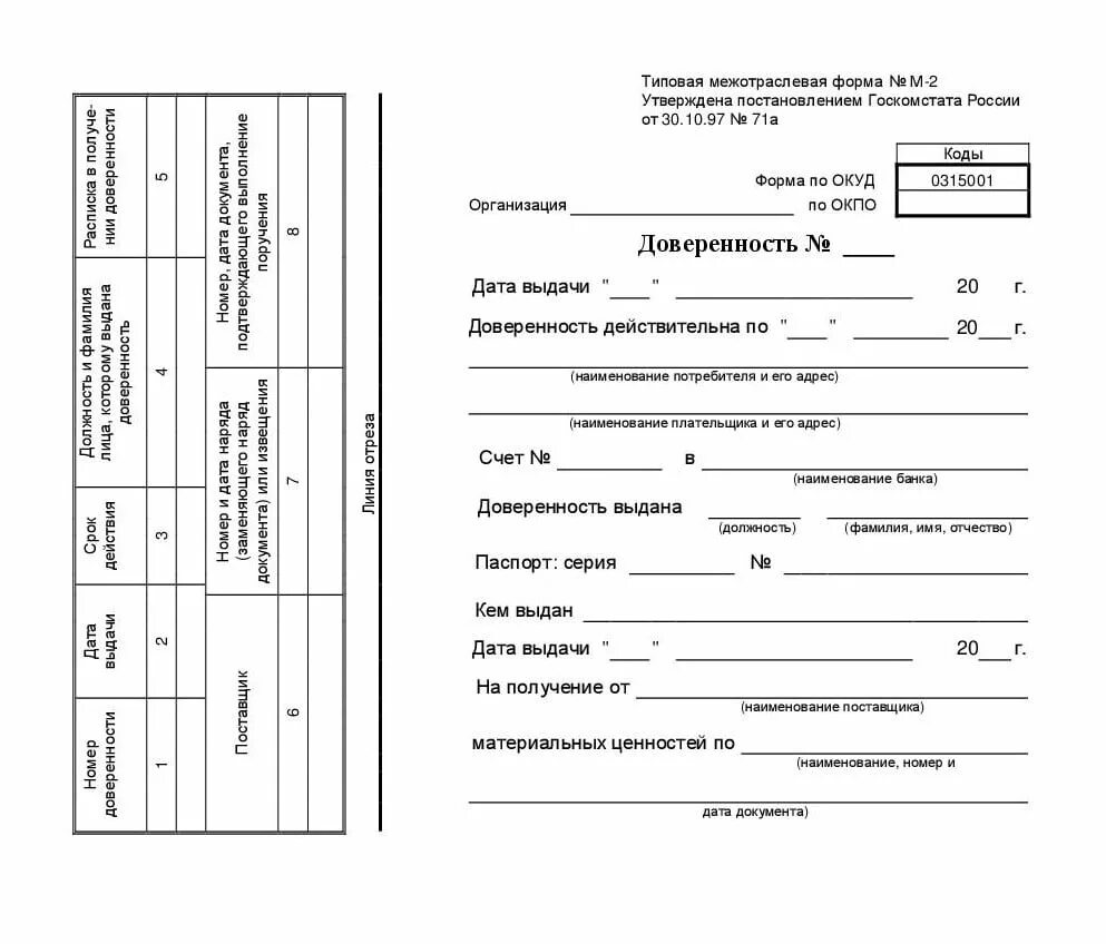 Доверенность форма м2 для военкомата. Форма доверенность м2 ОКУД. Доверенность по ОКУД 0315001 бланк. Доверенность на получение ТМЦ форма м-2. Образец доверенности рф