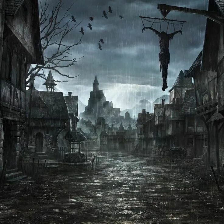 Dark town. Мрачный город. Мрачный пейзаж. Мрачный средневековый город. Мрачный заброшенный город.