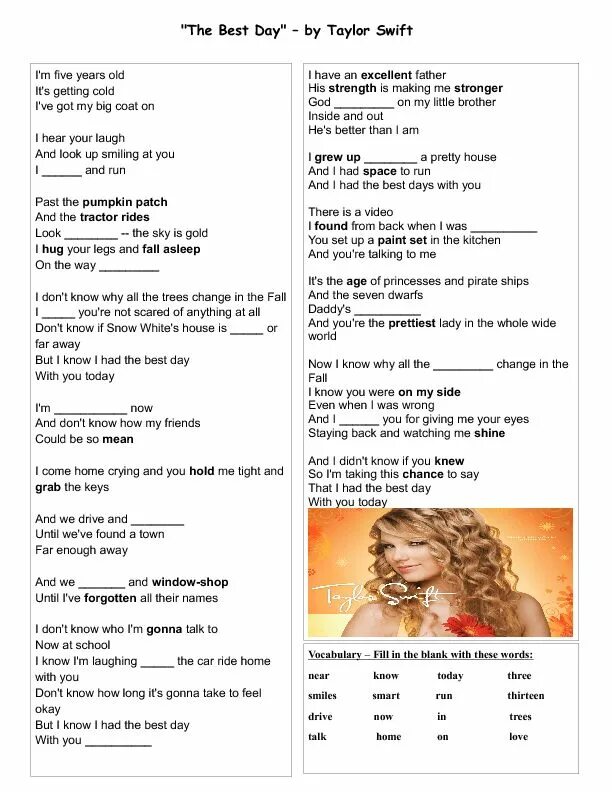 Taylor Swift Worksheet. ESL Song Worksheets. Song Worksheets for teenagers. Worksheets for Songs. Перевод песни used to know