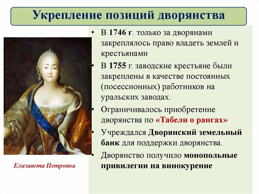 Внутренняя политика и экономика России в 1725-1762г.г.. Дворцовые перевороты укрепление позиций дворянства