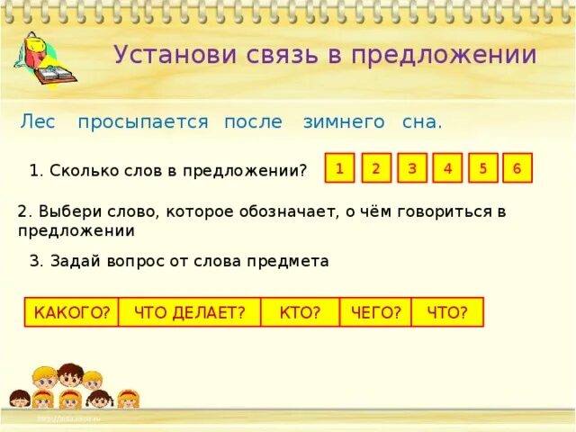 Связь слов с вопросами. Связь слов в предложении. Установи связь слов в предложении. Связь слов в предложении 2 класс. Как установить связь слов в предложении.