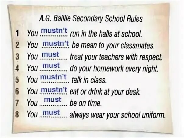 Предложения с must и mustn't. At School правила. Must mustn't Rule. Must mustn't правило 6 класс. You mustn t wear