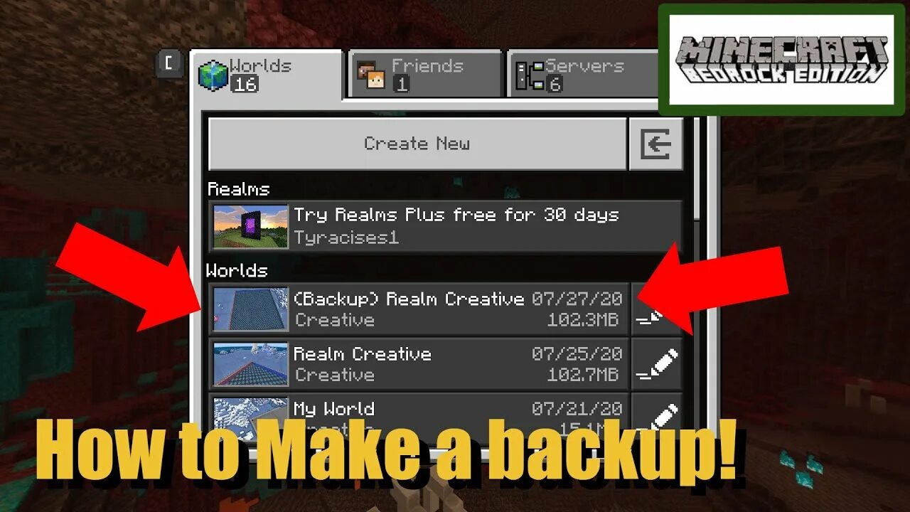 World backup minecraft