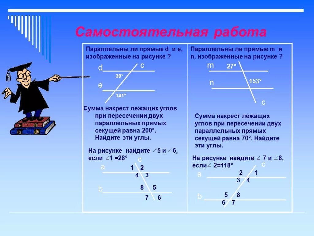 Изображен через е. Самостоятельная работа параллельные прямые. Геометрия параллельные прямые. Повторение параллельные прямые 7 класс. Повторение по теме:" параллельные прямые"..