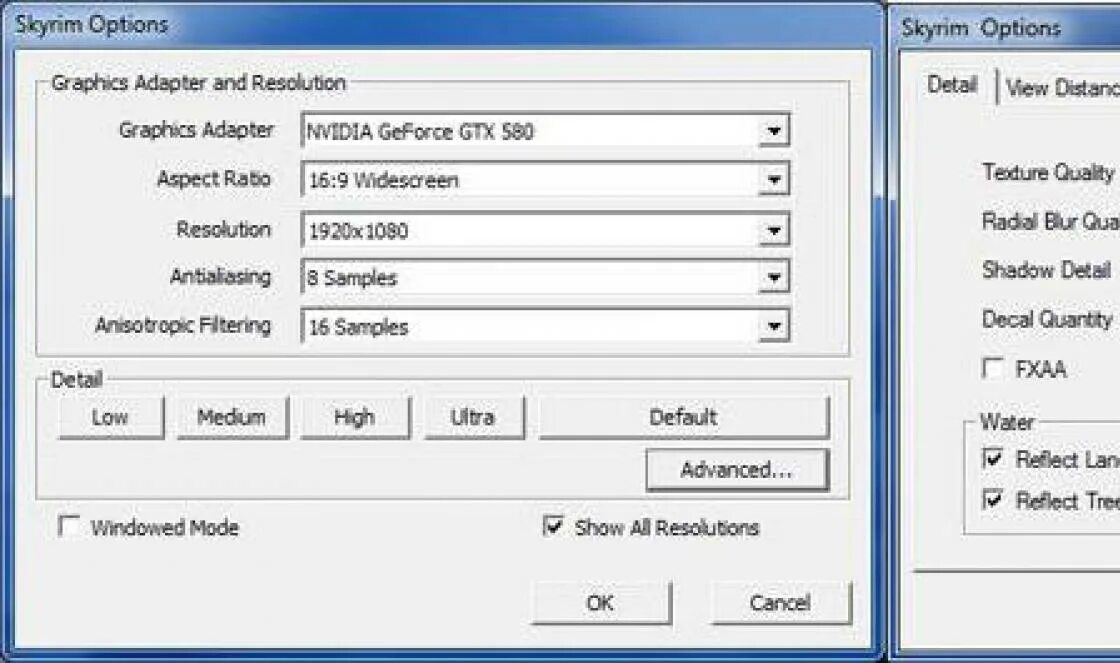 Graphics options