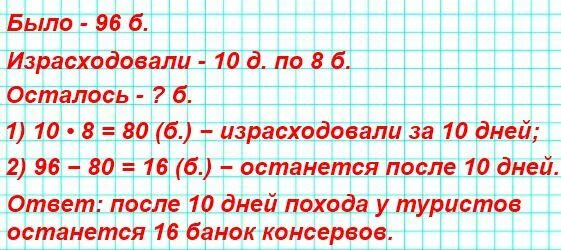 В два района отправлены. Для похода туристы закупили 96 банок. Решение задачи для похода туристы закупили 96 банок консервов. Для похода туристы закупили 96 банок консервов в день. Для похода туристы закупили.