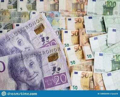 Шведские банкноты и счеты евро, Европа, европеец, sek, Швеция, kronor, крон...