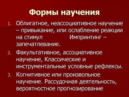 Выберите виды научения