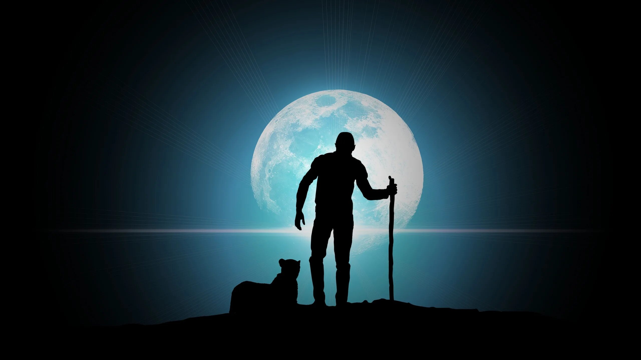 Силуэт на фоне Луны. Мужчина под луной. Силуэт человека на фоне. Человек в ночи.