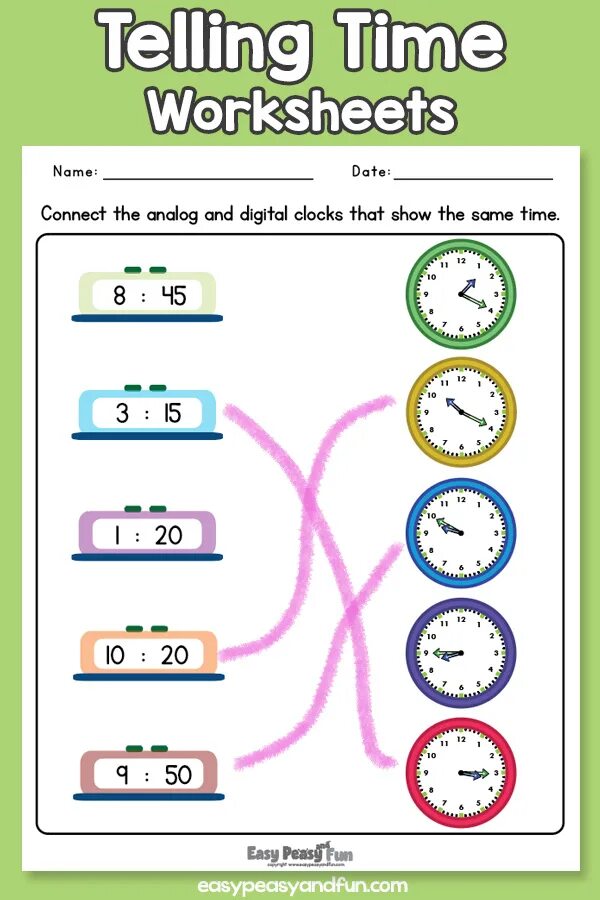 Telling the time worksheet