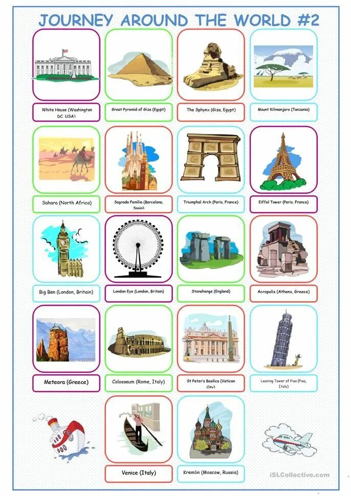 Journey around. Москва Worksheets. Famous landmarks Worksheets. World Vocabulary. Journey around the World Worksheets.