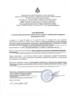 Заключение пожарной инспекции