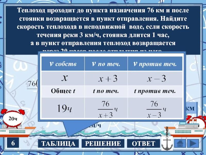 Скорость в неподвижной воде. Скорость теплохода в неподвижной воде. Как найти скорость в неподвижной воде. Найти скорость течения.