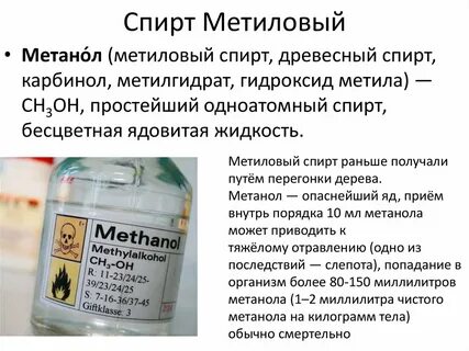 Метанол в напитках