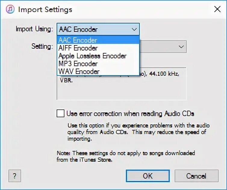 Import setting. Import setting