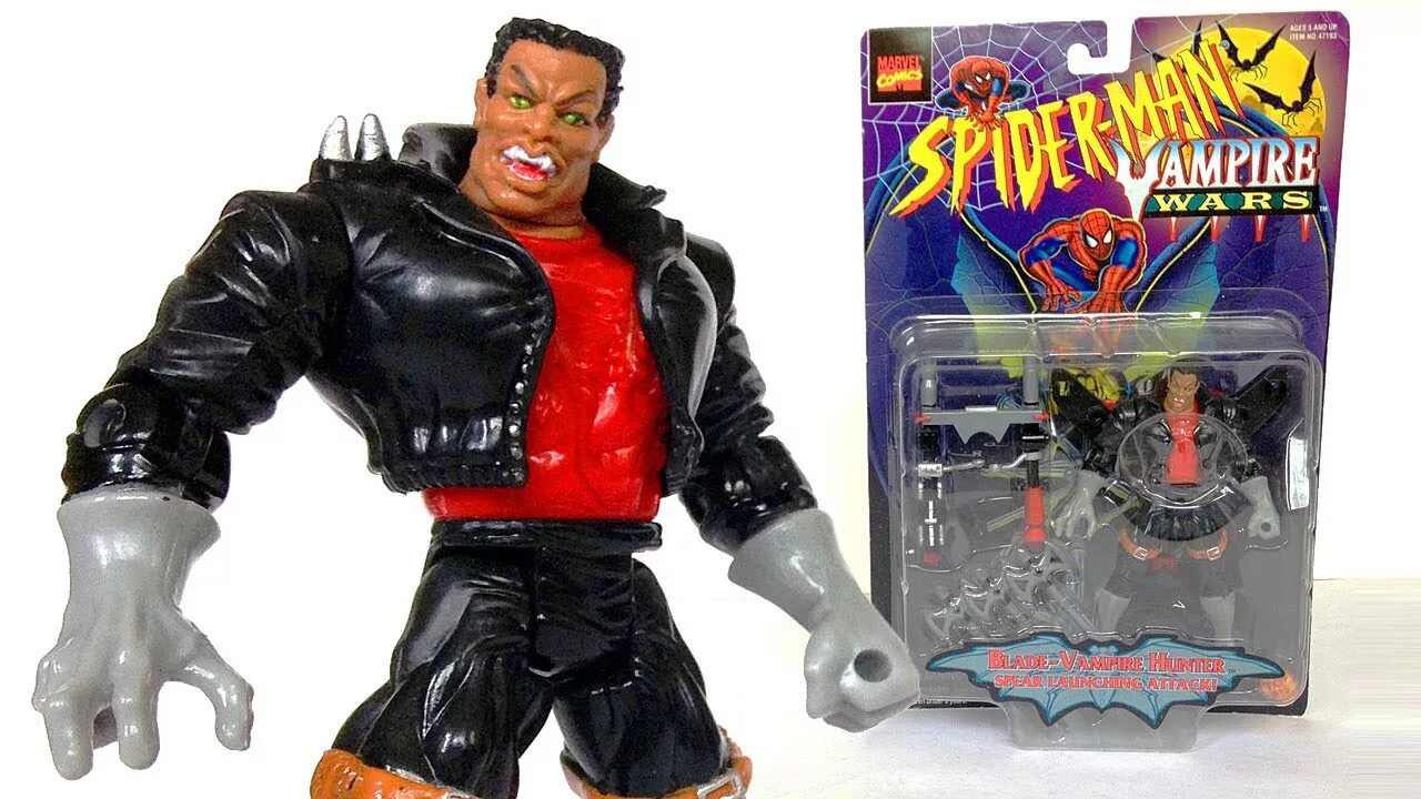 Блейд человек паук 1994 фигурка. Блейд Toy biz фигурка. Человек паук вампир игрушка 1994. Игрушка блейд Spider man. Toy biz