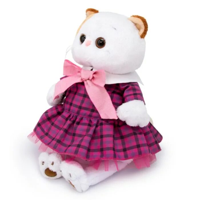 Budi basa Lili в платье. Мягкая игрушка Basik&co кошка ли-ли в платье в клетку 24 см. Купить ли ли кошку
