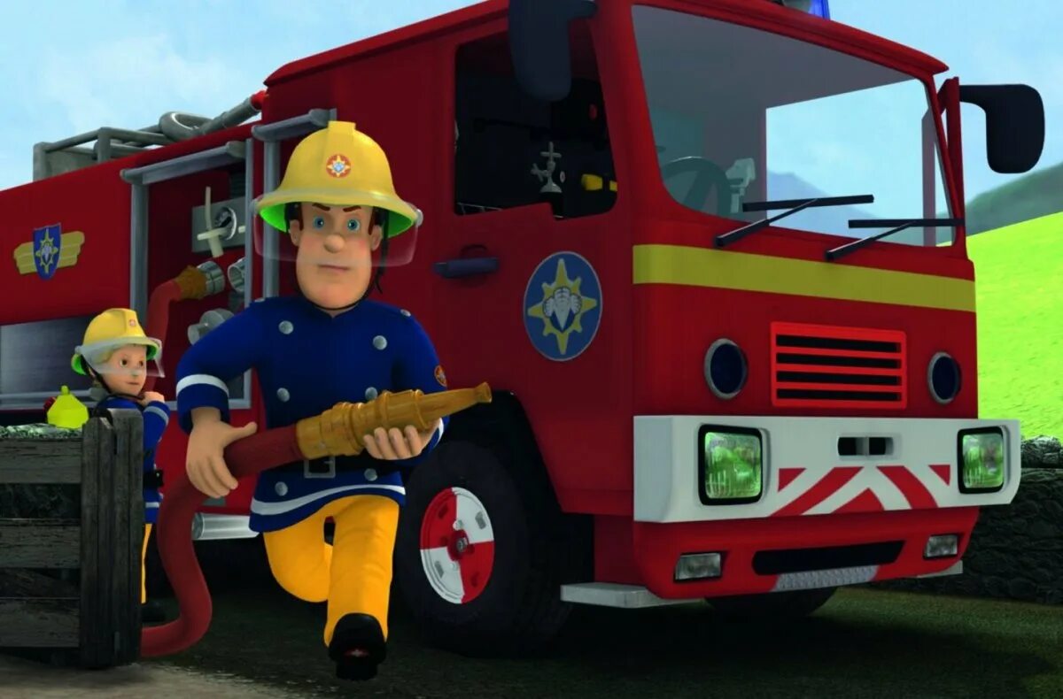Включи про пожарную станцию. Пожарный Сэм пожарный Сэм пожарный Сэм.