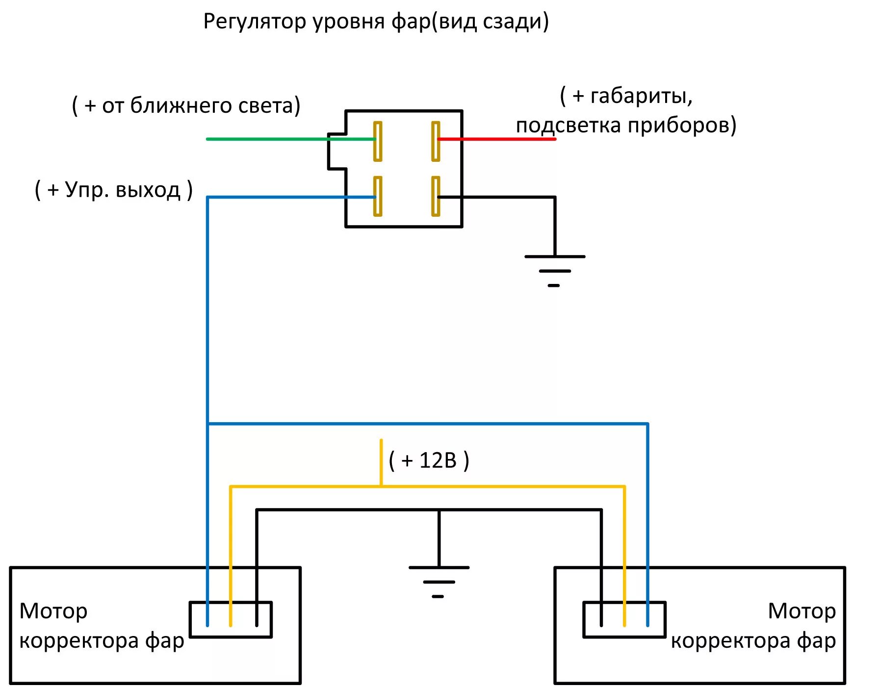 Схема включения корректора фар. Схема подключения моторчика регулировки фар. Корректор фар Газель 3302 схема подключения. Схема корректора фар схема. Far подключение