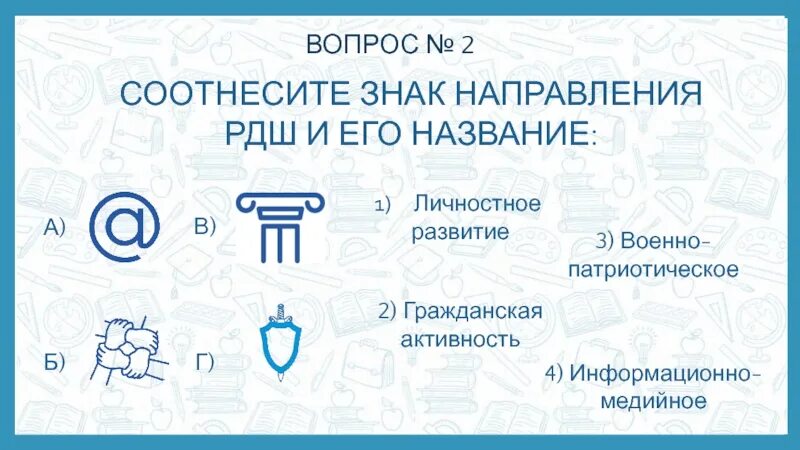 Соотнести направление