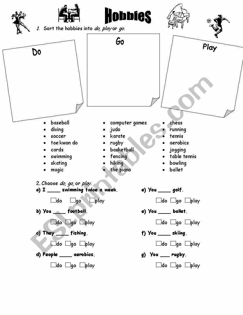 Do play go exercise. Do play go с видами спорта worksheets. go play do sport worksheets. play do or go упражнения. go do play упражнения.