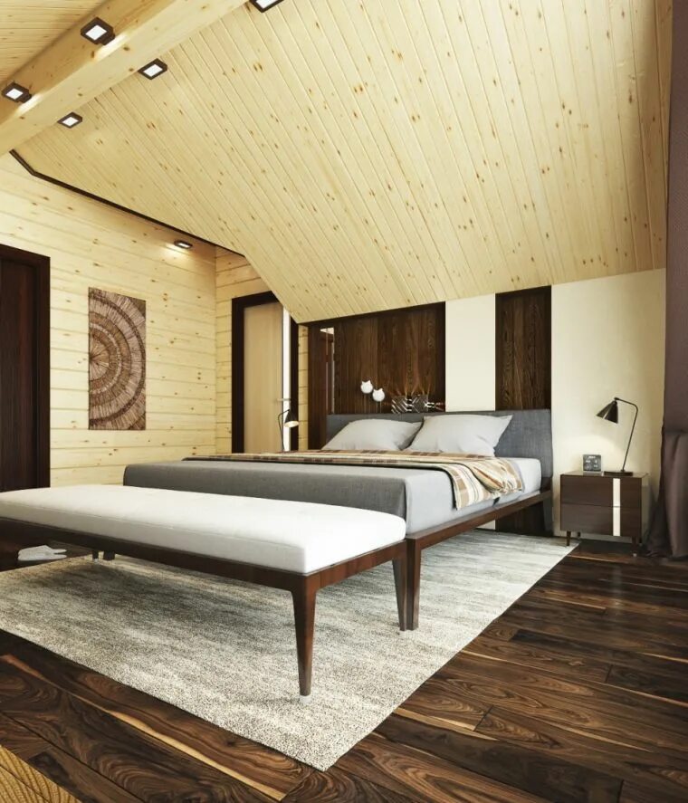 Деревянный потолок. Спальня отделанная деревом. Потолок отделанный деревом. Потолок в деревянном доме.