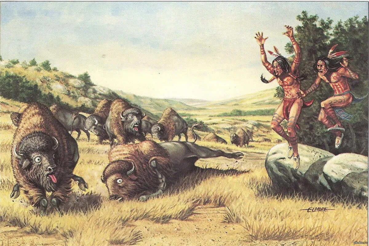 Люди древнего племени. Древние индейцы-охота на бизонов. Охота первобытных людей на бизонов. Буриан охота на бизона. Индейцы племени Бизон.