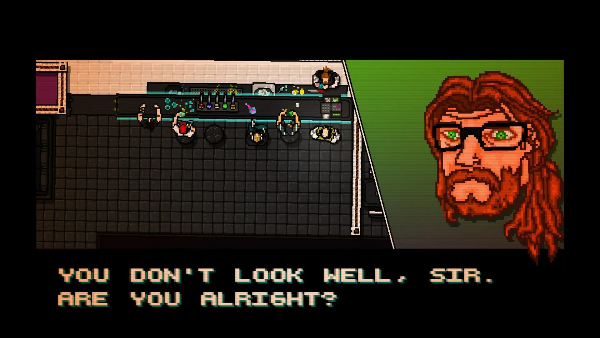 Игры похожие на hotline. Hotline Miami скрины. Хотлайн Майами Скриншоты. Борода Хотлайн Майами за счёт заведения.