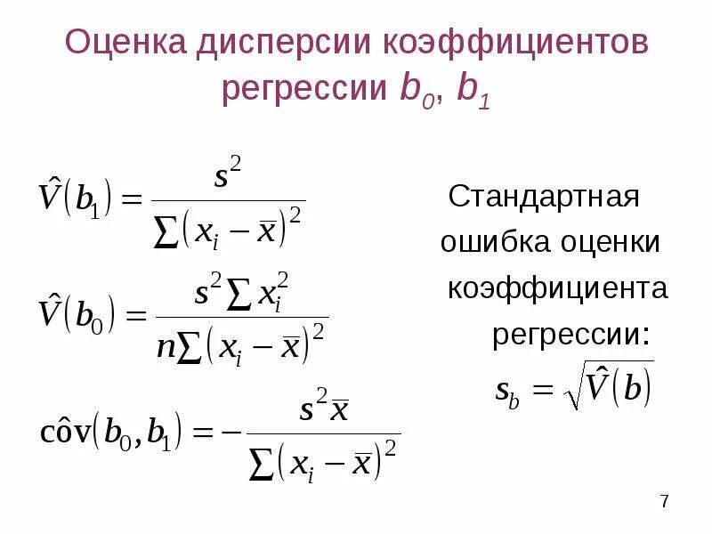 Оценка модели регрессии. Оценка дисперсии коэффициентов регрессии. Определяется дисперсия коэффициента регрессии по формуле:. Модель оценки стандартизированных коэффициентов регрессии. Дисперсии (стандартные ошибки) коэффициентов регрессии..