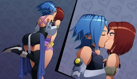 Aqua Kisses Kairi Kingdom Hearts.