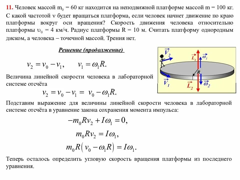 Вычислите угловую скорость вращения. Скорость оси колеса через угловую скорость. угловая скорость вращения диска. момент инерции платформы. момент инерции человека на диске.