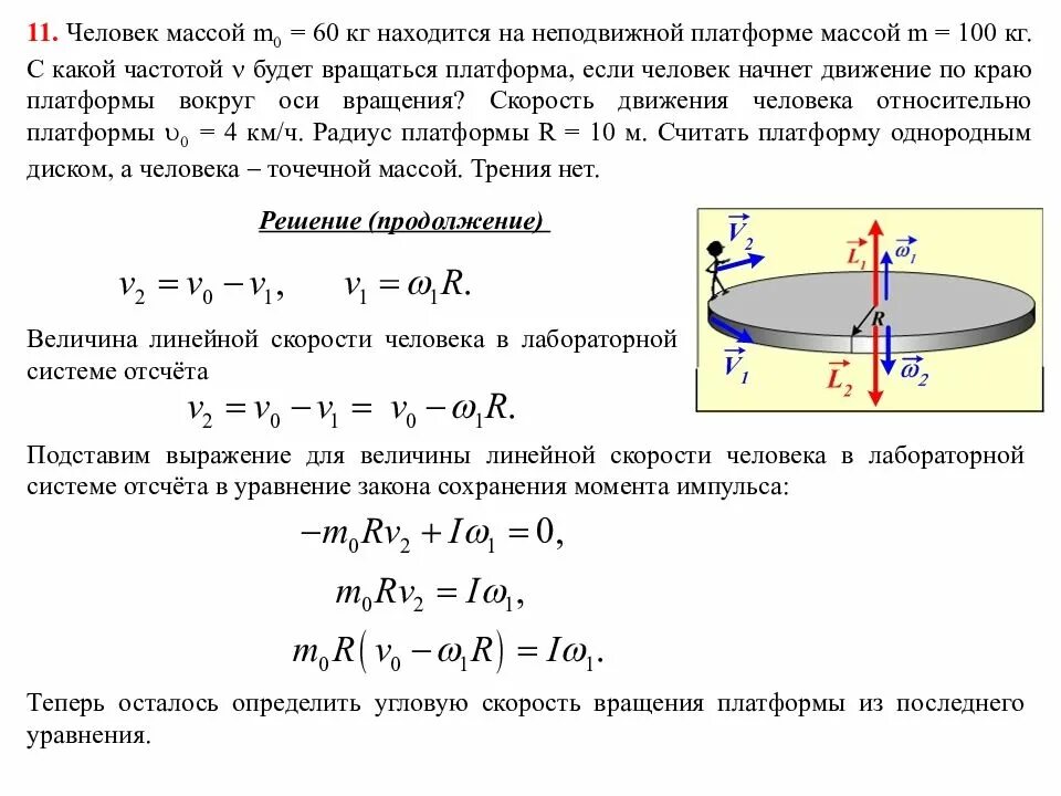 Свободно вращающийся. Момент импульса человека на вращающейся платформе. Линейная скорость при вращательном движении формула. Угловая скорость вращения снаряда. Угловая скорость вращения тела уравнение.