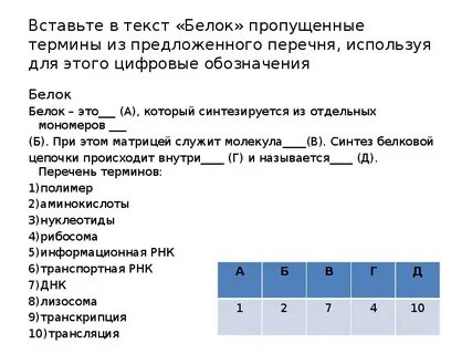 Впишите пропущенные термины и названия