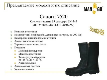 Описание сапожек