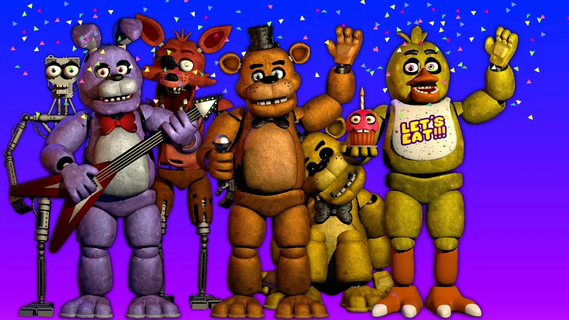 Фнаф 1 можно. АНИМАТРОНИКИ ФНАФ 1. FNAF 1 АНИМАТРОНИКИ. АНИМАТРОНИКИ из 1 части ФНАФ. ФНАФ 1 все АНИМАТРОНИКИ.