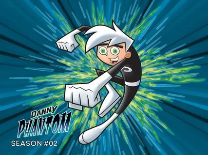 Danny Phantom Smiles And Punches On A Cool Blue And Ghost Energy Background...