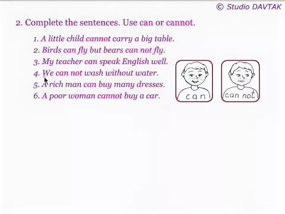 Can or can't write sentences. Use can can't or could couldn't. Write sentences using can or can't 3 класс. Complete the sentences with can, can`t,. Read and complete can can t have