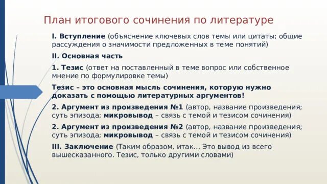 План итогового сочинения. План сочинения итогового сочинения. Схема итогового сочинения. План итогового сочинения по литературе. Объясните ключевое слово