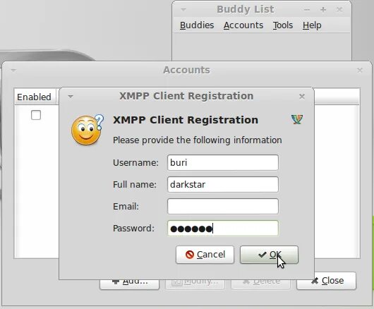 Client registration. XMPP client. Pidgin XMPP передача файлов. Библиотека XMPP. XMPP client Linux.