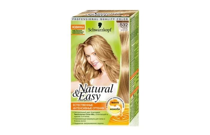 Natural easy. Краска Schwarzkopf natural easy 532. Natural easy опал пепельно русый. Стойкая крем-краска natural & easy. Пепельный золотисто русый краска.