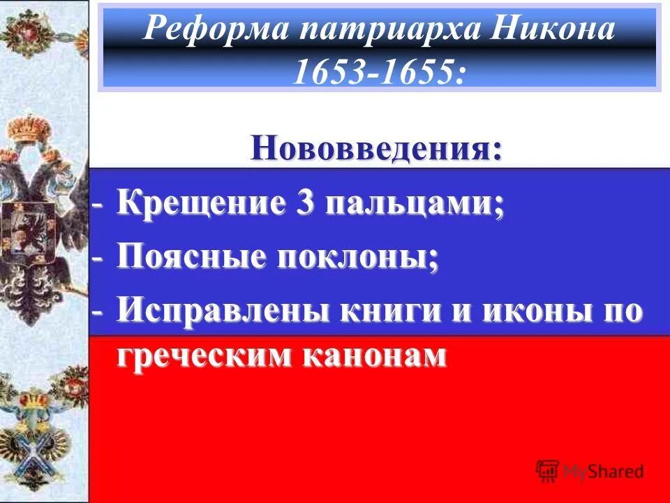 Реформа патриарха никона презентация 7 класс