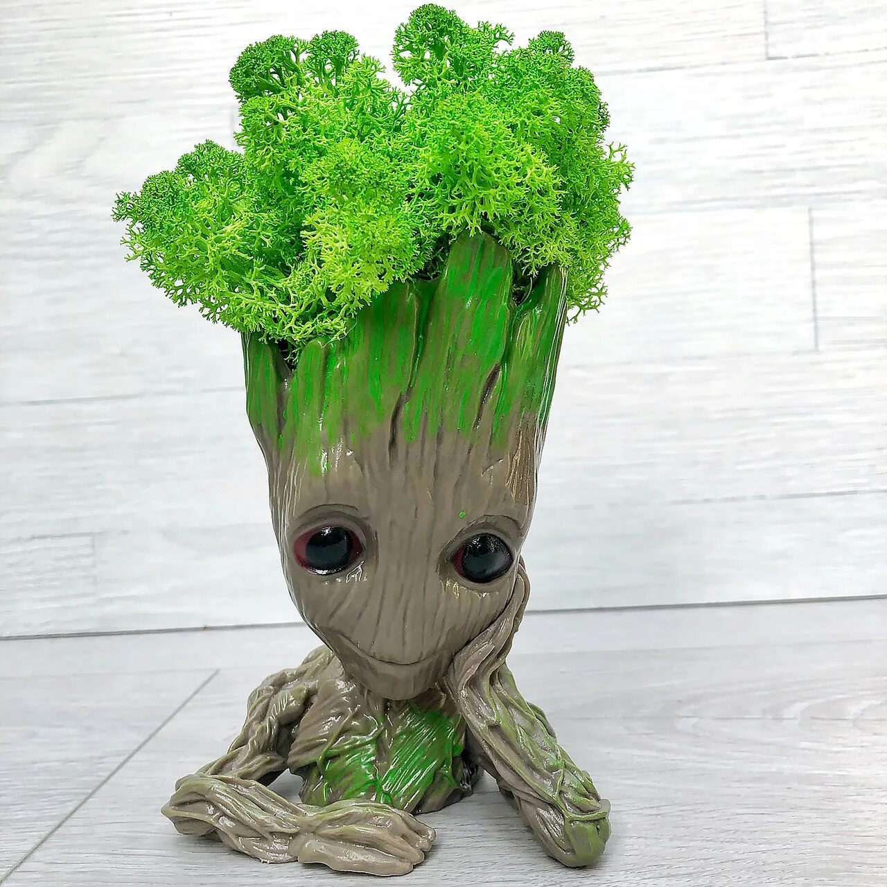 горшок грут голова. цетрария грут. сувениры из мха. грут из мха в кашпо. грут статуэтка.