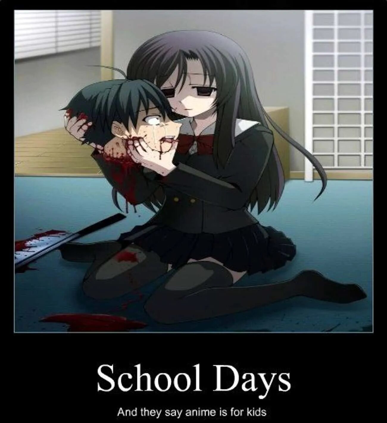 Школьные дни новелла. School Days новелла. Школьные дни Мем.