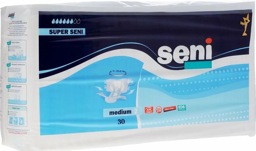 Подгузники Seni Medium 2 30 шт. Подгузники для взрослых "super Seni" №30 Medium(2). Подгузники "super Seni" для взрослых размер l. Подгузники для взрослых super Seni, l (large), 30 шт. Подгузники взрослых seni medium