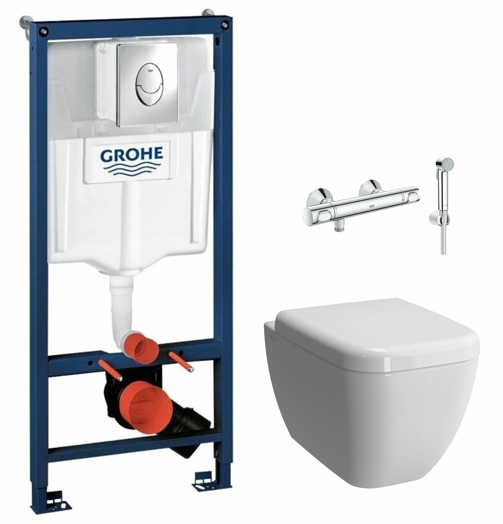 Унитаз grohe напольный. Унитаз Грое подвесной. Инсталляция под унитаз Grohe. Инсталляция с унитазом в комплекте. Комплект для подключения инсталляции.