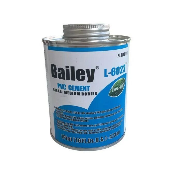 Клей пвх bailey. Клей для труб ПВХ Bailey l-6023 473 мл. Клей для ПВХ Bailey 473 мл для ПВХ труб. Клей для труб ПВХ 946мл Bailey l-6023. Клей Bailey для труб ПВХ (473 мл).