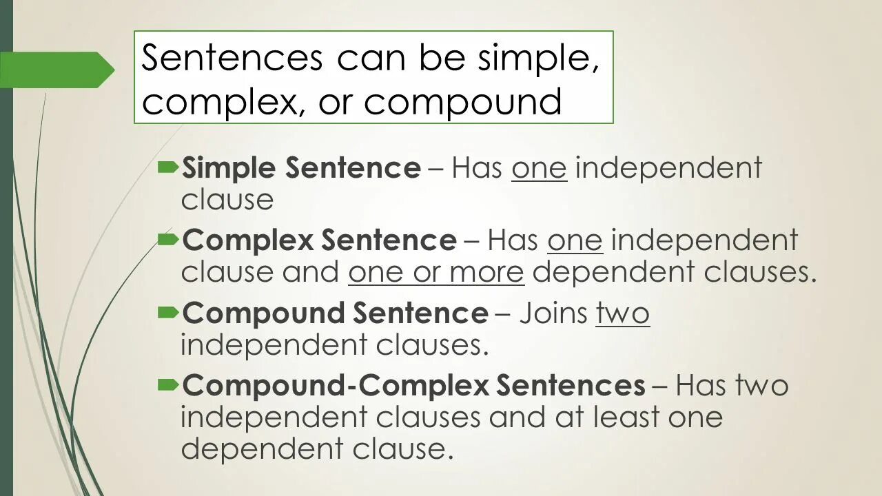 Simple and complex sentences. Simple and complex sentences