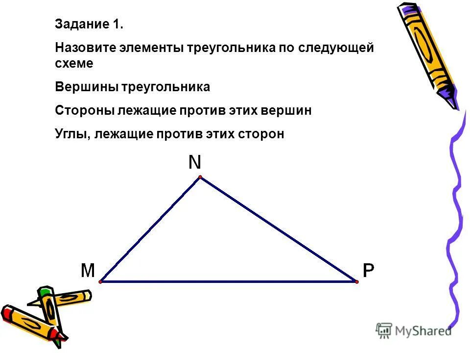 Назовите равные элементы