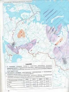 Топливно энергетический комплекс контурные карты 9 класс